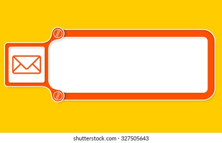 Red box with white frame for your text and envelope