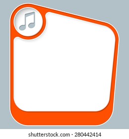 Red box for your text with white frame and music symbol