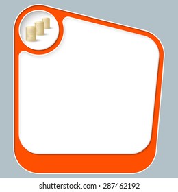 Red box for your text with white frame and coin