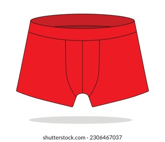 Red Boxer Shorts Pants Template On White Background, Vector File.