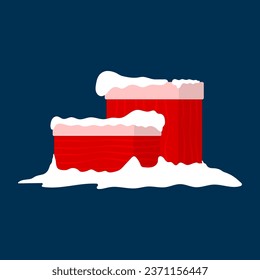 Red boxes covered with snow icon. Colored silhouette. Front side view. Vector simple flat graphic illustration. Isolated object on a white background. Isolate.