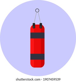 Red boxing bag, illustration, vector on a white background.