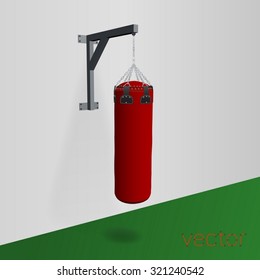 Red boxing bag. Vector illustration