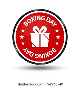 Red Boxing Day Glossy Button