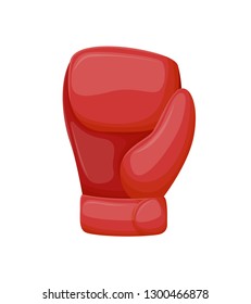 Red boxing glove accessory, sport and training wear for boxers arms. 3D vertical sportive equipment for combating by hands, element for fighting game vector