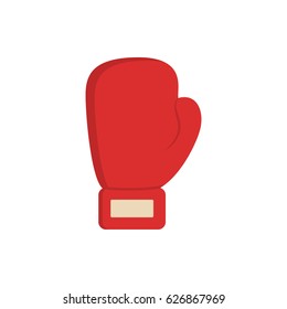Red boxing glove in cartoon flat design style isolated on white background. Boxing glove icon. Vector