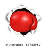 Red boxing glove. Conceptual vector illustration.