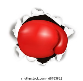 Red Boxing Glove. Conceptual Vector Illustration.