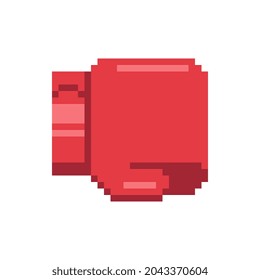 Red boxing glove pixel art style icon. Achievement logo. 8-bit sprite. Isolated abstract vector illustration. 