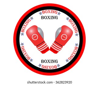red boxing gloves in a circle inscribed on the white background