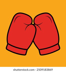 Red boxing gloves in a fighting pose on a vibrant yellow background.