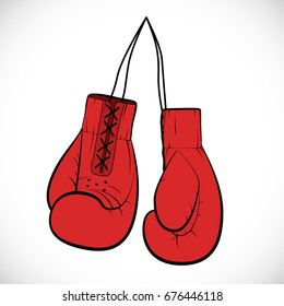 Red boxing gloves. Flat vector illustration isolated in white