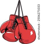 red boxing gloves hanging illustration