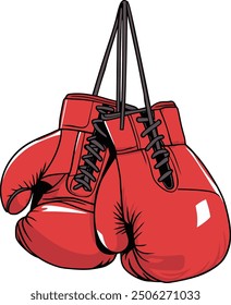 red boxing gloves hanging illustration