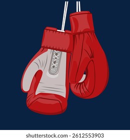 red boxing gloves hanging illustration