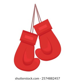 Red boxing gloves hanging on a nail, representing combat sports and personal fitness