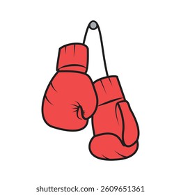 Red boxing gloves hanging on a hook