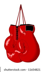 red boxing gloves hanging, vector design