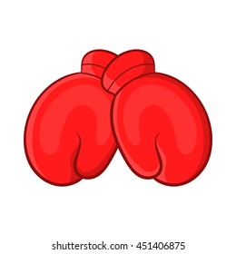 Red boxing gloves icon in cartoon style isolated on white background. Training symbol