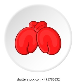Red boxing gloves icon. Cartoon illustration of red boxing gloves vector icon for web