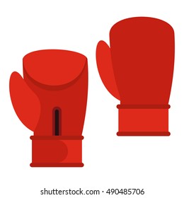 Red boxing gloves icon in flat style isolated on white background. Training symbol vector illustration