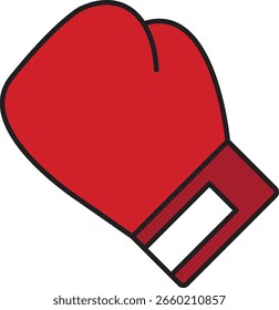 Red Boxing Gloves Icon Tilted with Flat Style for Sport