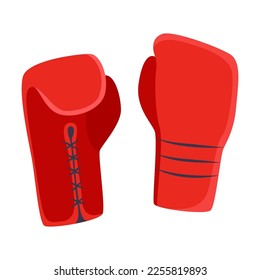 Red boxing gloves for boxing, karate, taekwondo practice vector illustration. Sports equipment, clothes, accessories concept