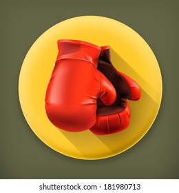 Red boxing gloves, long shadow vector icon