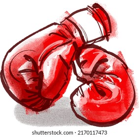 guantes de boxeo rojo en el fondo blanco