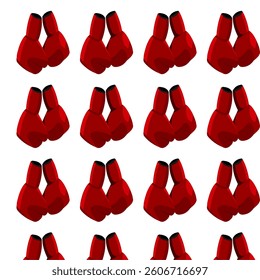 Red boxing gloves on white background with seamless texture
