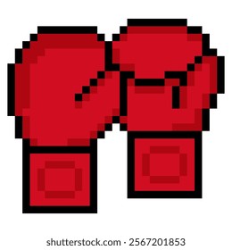  Red boxing gloves in pixel art style