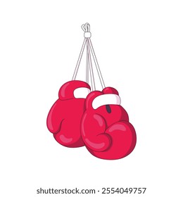 red boxing gloves with rope hanging