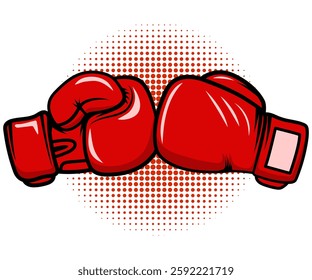 Red Boxing Gloves set cartoon illustration 