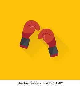 Red boxing gloves vector illustration. Flat illustration of fight.