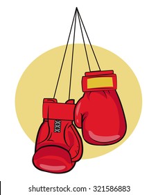 Red Boxing Gloves Vector Illustrations. Boxing Gloves Icon. Red Gloves For Man. Gloves Fight Vector.