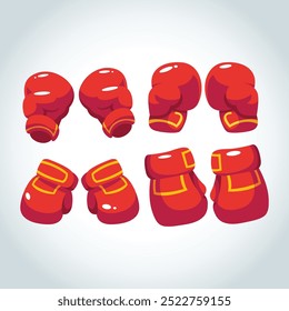 Red boxing gloves vector set