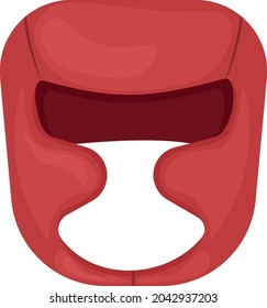 A red boxing helmet. A helmet for boxing classes. Protective mask for boxing competitions and other martial arts. Vector illustration isolated on a white background