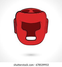 red boxing helmet. flat vector illustration