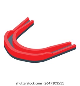 Red boxing mouth guard protecting teeth isometric view isolated on white background
