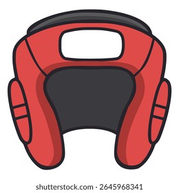 red boxing protection helmet sport accessories flat color vector illustration template design