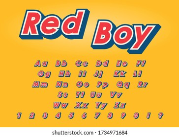 Red Boy Font alphabet Vector