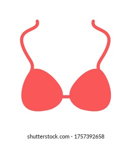 Red bra or bikini top icon. Fashion and summer flat illustration element.