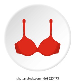 Red bra icon in flat circle isolated on white background vector illustration for web