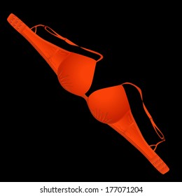 Red bra on a black background