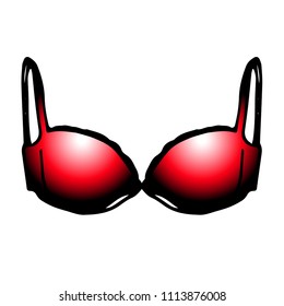 Red bra. Women's underwear. Vector illustration. 