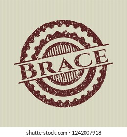 Red Brace distressed rubber stamp with grunge texture