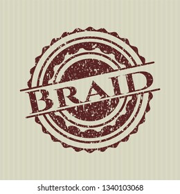 Red Braid rubber stamp with grunge texture