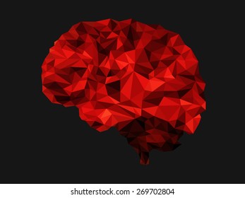 Red Brain Abstract Poly-con Background Vector