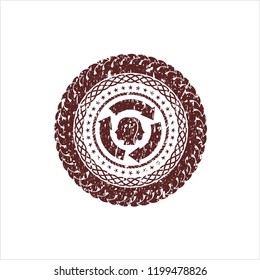 Red brain storm icon inside rubber grunge seal