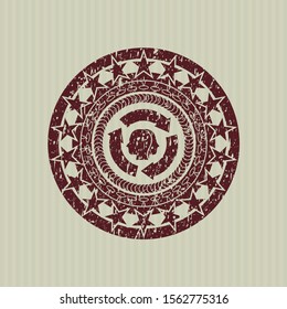 Red brain storm icon inside rubber stamp